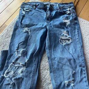 Old Navy Blue Boyfriend Jeans with Distressed Design
